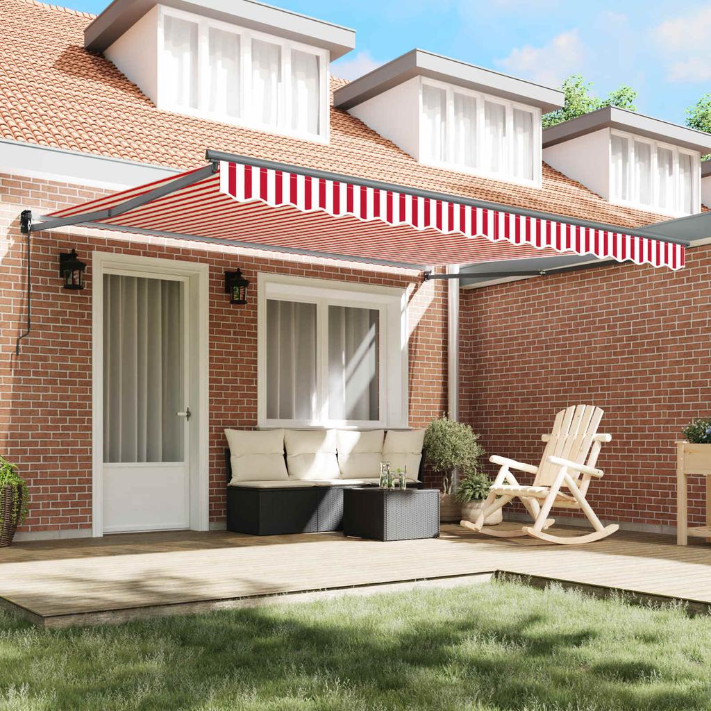 Retractable Awning Red and White 400 x 300 cm