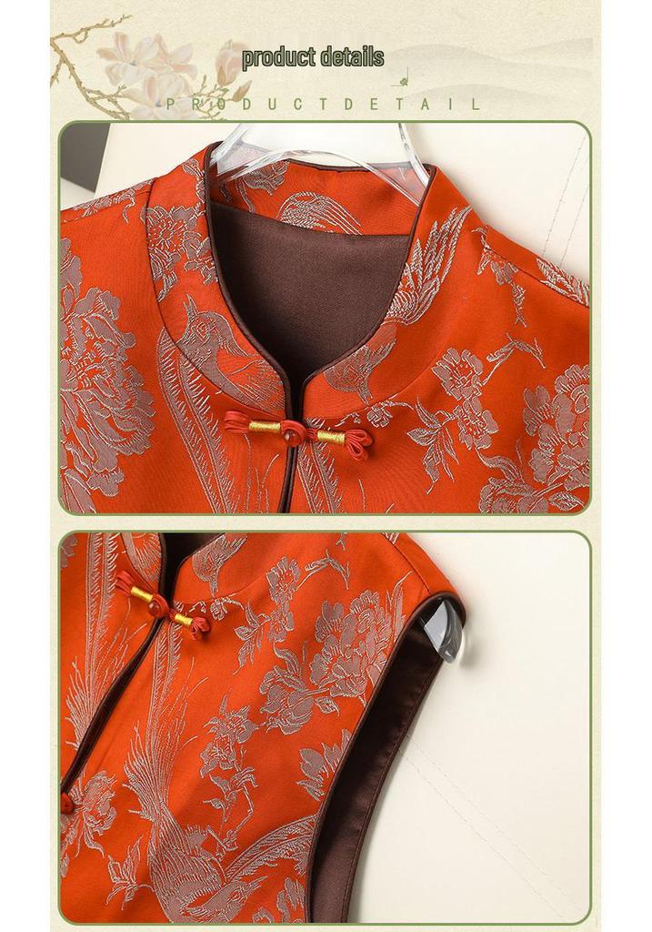 Spring 2026 Tang Suit Vest: Elegant Chinese-Style Outerwear for Middle-Aged and Elderly Women