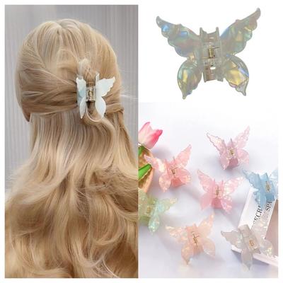 Colorful Butterfly Hair Clip For Women Sweety Pearlescent Fairy Gripper Clips Girls Summer Outdoor Beach Trendy Hair Accessories