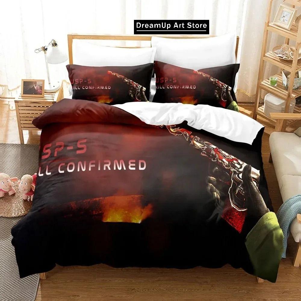 3D Print Fashion Shooting Game Csgo Bedding Set Boys Girls Twin Queen Full Size Duvet Cover Pillowcase Bed Adult Bedroom