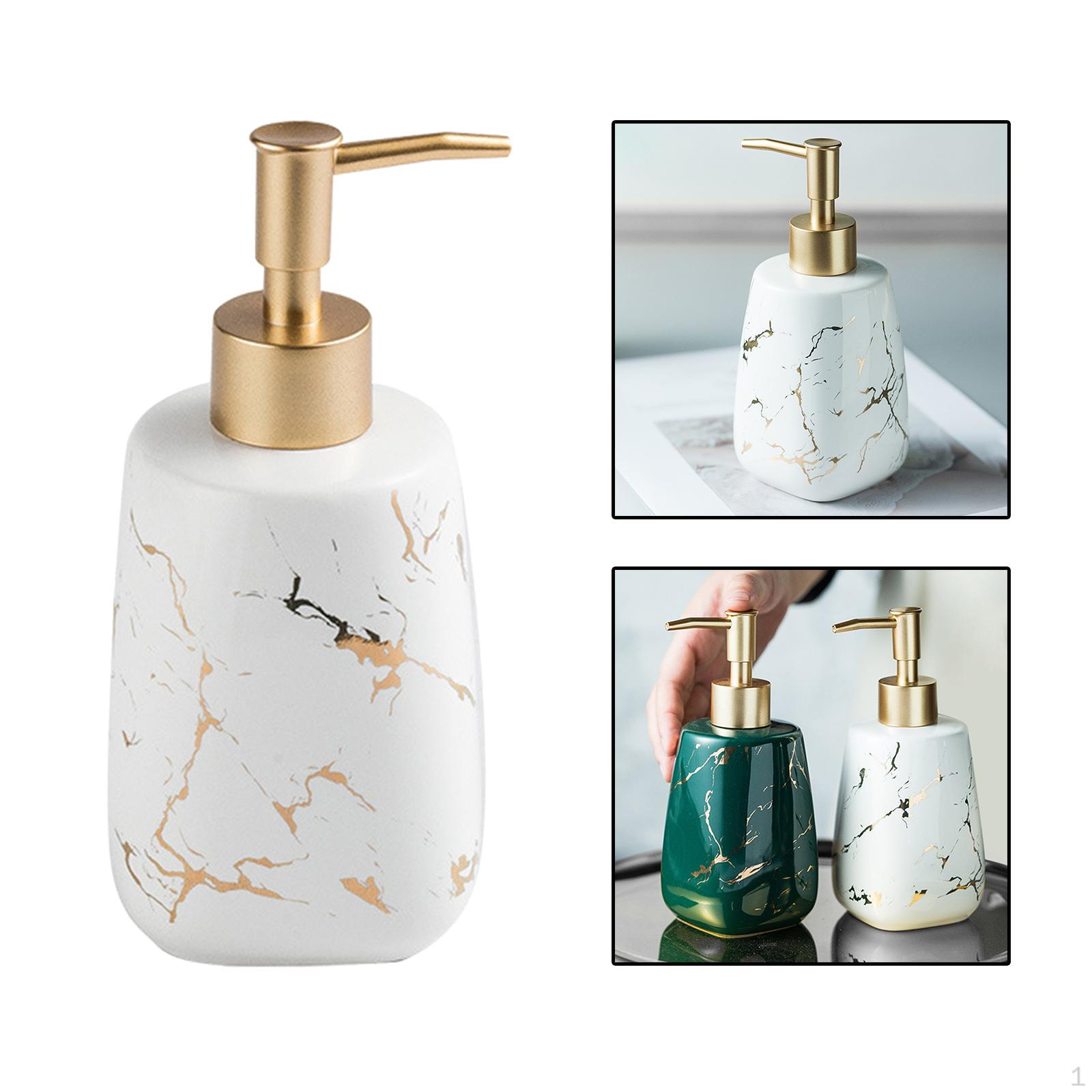 

Керамический дозатор мыла для рук, лосьон для ванны, вмещает 350 мл жидкости, мыть дома, в ванной, в душе White-350ml_6.8cmx17.2cm