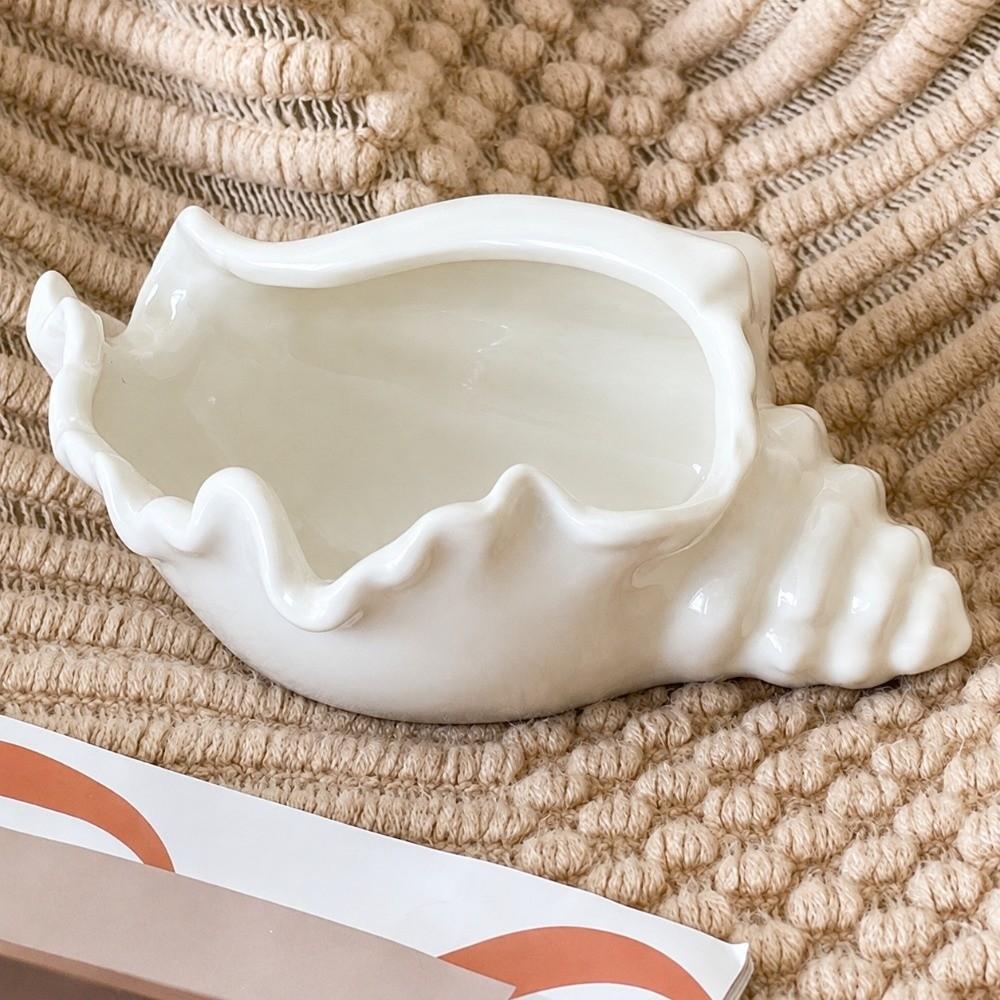 Conch Shape Ceramic Jewelry Tray Desktop Earrings Necklace Storage Dish Shell Jewelry Tray Home