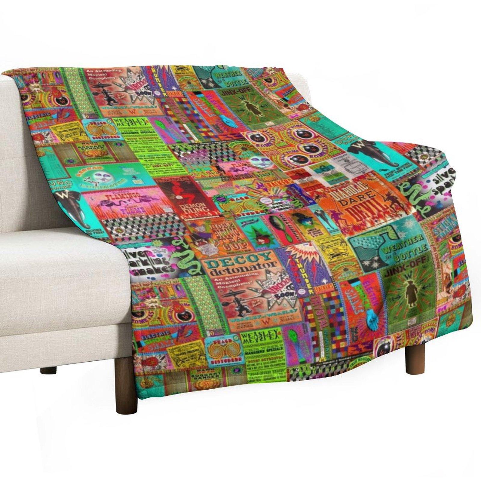 

Weasley s Wizard Wheezes Collage Throw Blanket Giant Sofa Retros Cute Plaid Nap Blankets 30x40in