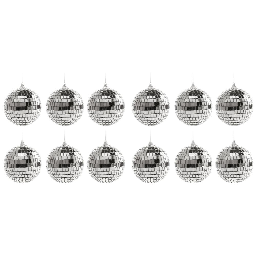 3/12/18Pcs Reflective Mirror Ball Car Disco Ball Christmas Tree Ornament 70s Disco Themed Party Wedding Christmas Decor 4/6/10cm