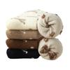 5/10 Pairs Casual Winter Australian Wool Socks for Women Thickened Warm Bow Tie Floor Socks Medium Length Socks In Coffee Color Plush Socks