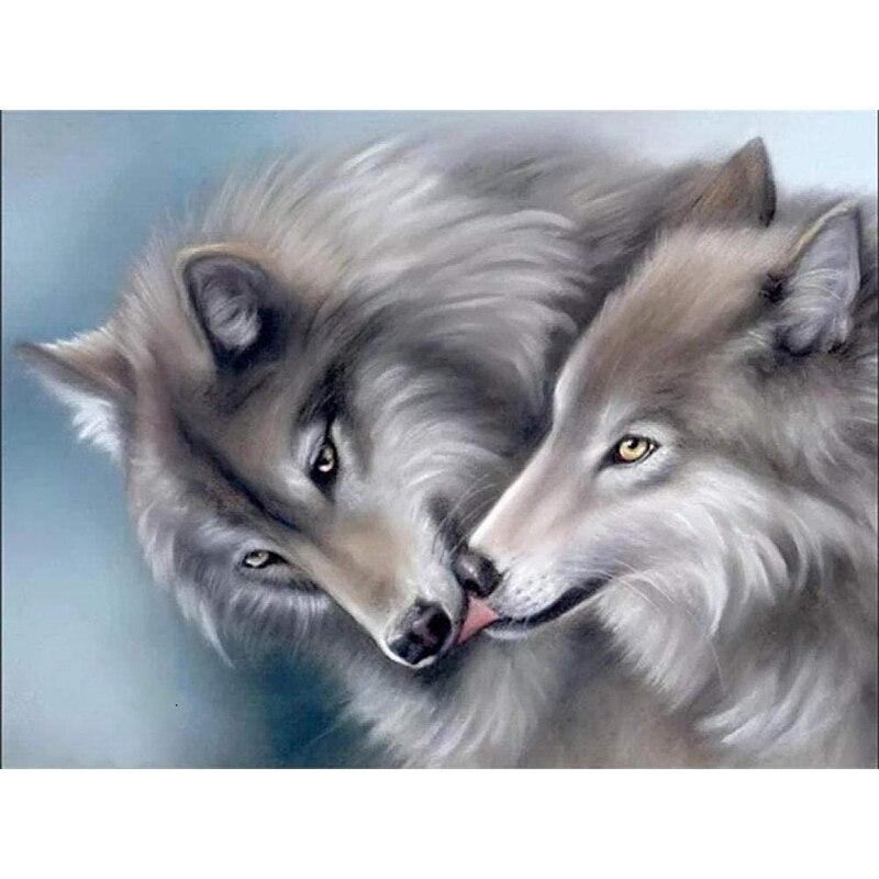 New 5D DIY Diamond Painting Snow Wolf Diamond Embroidery Animal Cross Stitch Full Round Drill Crafts Home Decor Art Gift