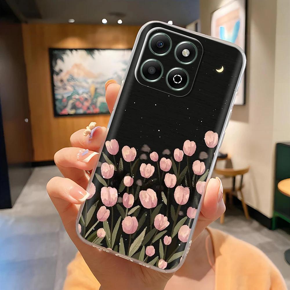 Honor X6B Kılıfı Sevimli Panda Şeffaf Arka Kapak Honor X6b JDY-LX1 JDY-LX2 İçin Şeffaf Silikon Tam Kapsama Telefon Kılıfı Coque