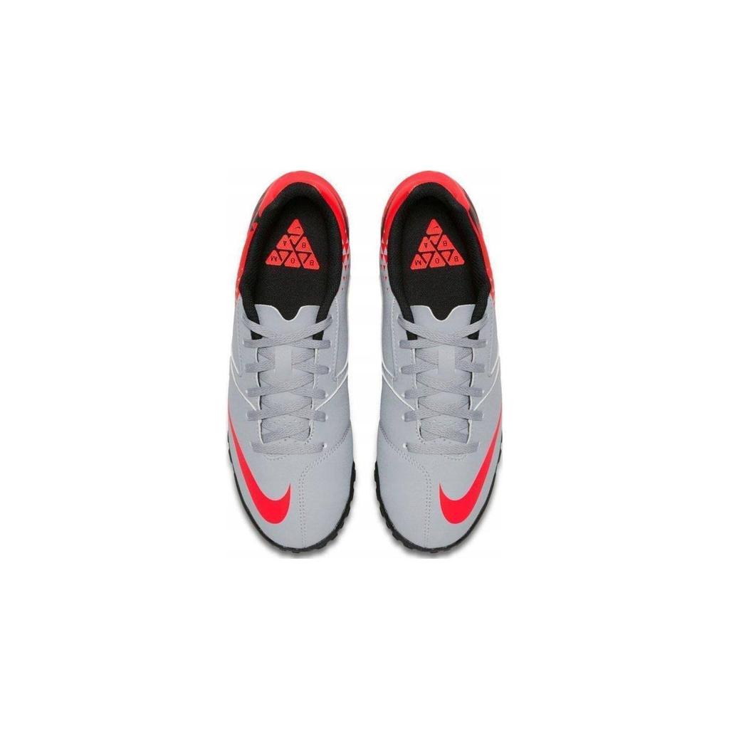 Nike Bombax Round Toe Lace-Up Non-Slip Shock Absorbing Wear-Resistant Low-Top Kids Soccer Shoes Kids Soccer Shoes Gray Red 826488-006