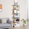 Estantería de Almacenamiento con 5 Compartimentos Abiertos Diseño Moderno Simple Ideal para Sala de Estar Dormitorio Oficina 45 x 21 x 170 cm Blanco y Roble