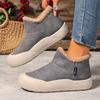 Botas de Invierno de Felpa para Mujer de Piel Sintética Suaves Cálidas y Ligeras Color Beige Amigable con Diseño de Caña Baja