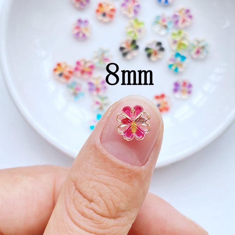 100Pcs New Cute Mini 8mm Shiny Flowers Flat Back Resin Cabochons Scrapbooking DIY Jewelry Craft Decoration Accessorie