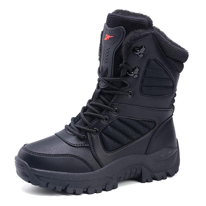 Outdoor Desert Boots Winter Hiking Shoes High-top Combat Training Boots Lightweight Velvet Hiking Boots