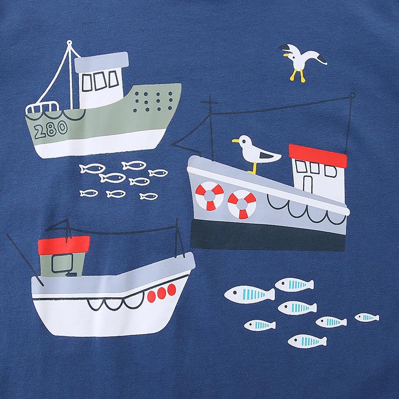 Summer Children's Clothing T-shirts Children's Cartoon Printed T-shirts Knitted Cotton Round Neck Boys' Tops