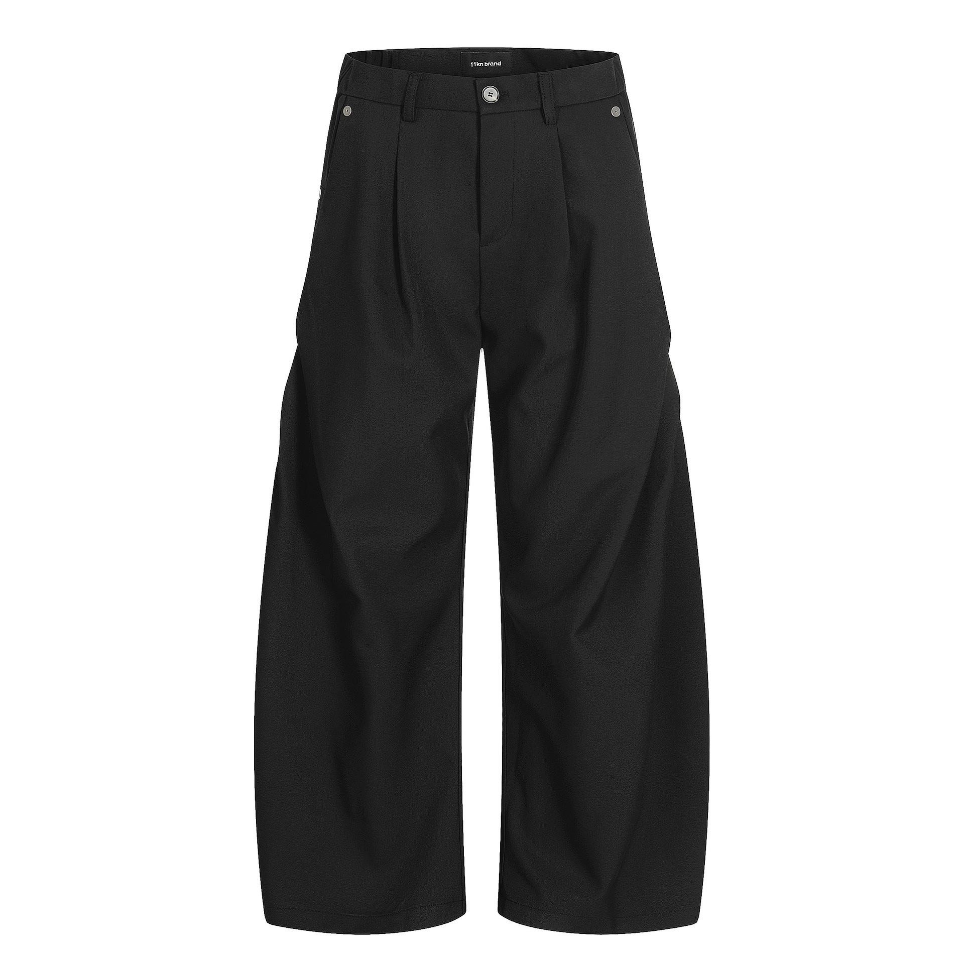 Lu Sheng Unisex 3D Double Pleat Casual Trousers - American Old Money Style, Loose Fit, Scissor Cut, Trendy Long Pants 2XL