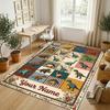Dinosaur Theme Crystal Velvet Rug Personalized Custom Name Text Soft Floor Mat Home Decor