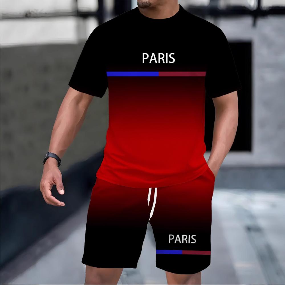 Men's Casual Fashion Simple Short-sleeved Shorts Set Comfortable Loose Sports Suit Versatile Unisex Sports Clothing