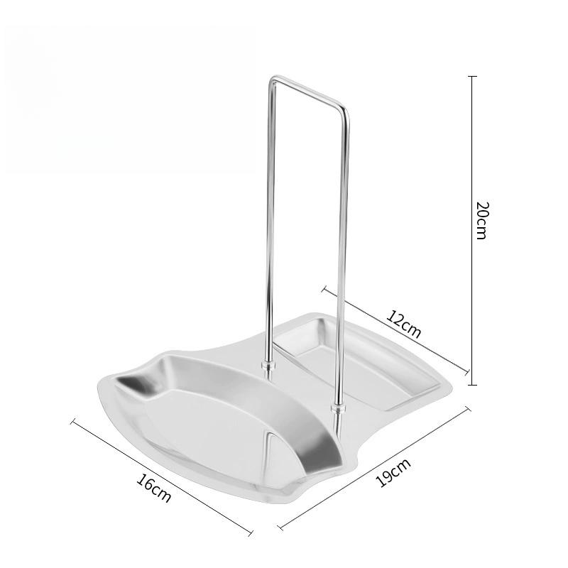 Pot Lid Holder and Spoon Rest Stainless Steel Utensils Lid Spoon Holder Multifunctional Storage Rack Stove Organizer серебряный