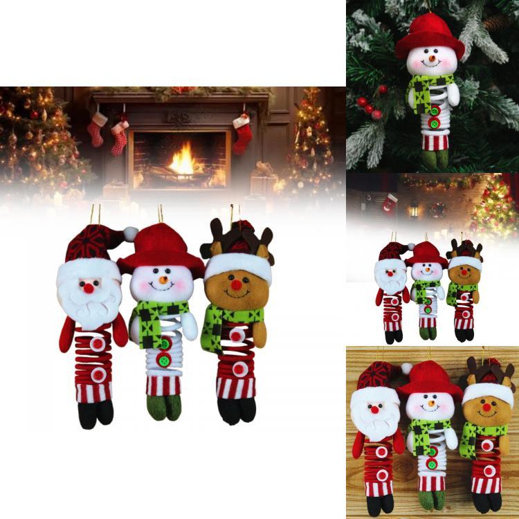 Christmas Decor Santa Snowman Reindeer Fabric Swinging Ornament For Holiday Tree