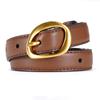 New Hole Punching Pin Buckle Fresh Women with Girls' Belt Formal Decoration Slim Korean Cowhide Belt