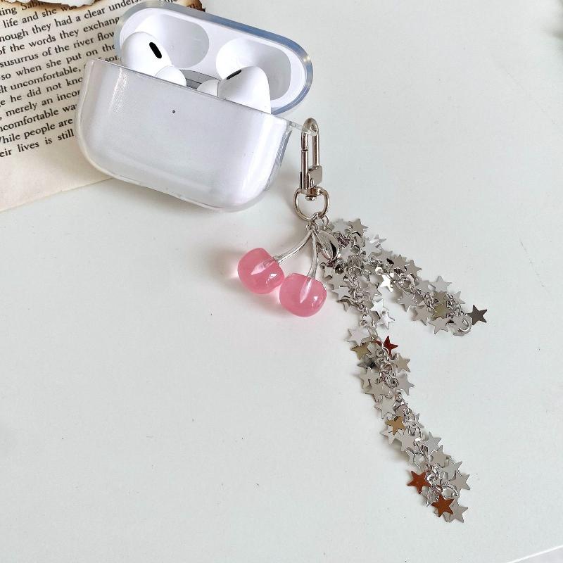 Y2K Vintage Cherry Star Tassel Chain Keyring Girly Cute Mobile Phone Lanyard Camera Pendant Key Accessories Gifts