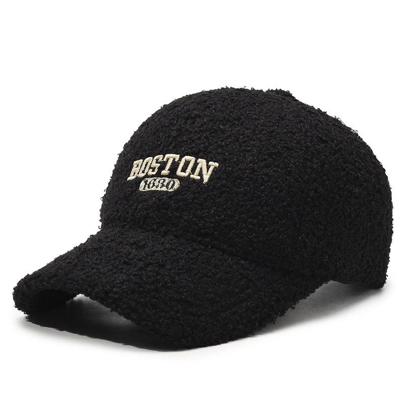 New Thermal Baseball Cap Teddy Fleece Letter Embroidered Cap Trendy Casual Face Small Hat Women