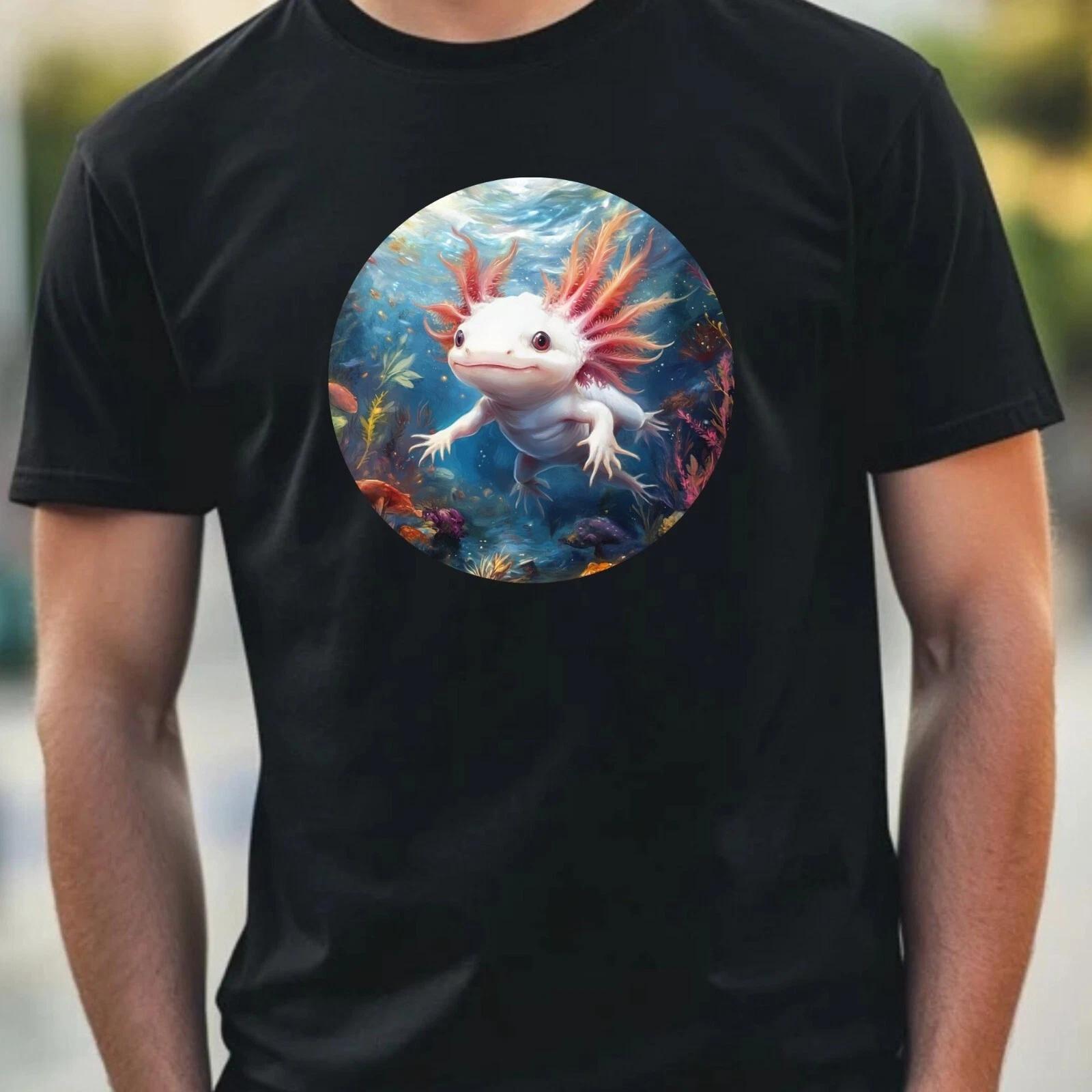 T-Shirt Herren Axolotl Portrait Motiv Baumwolle Größe XS bis 5XL L