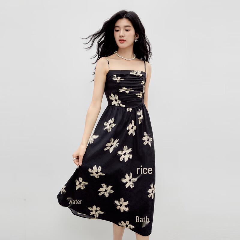 Винтажное цветочное платье-слинг средней длины XL