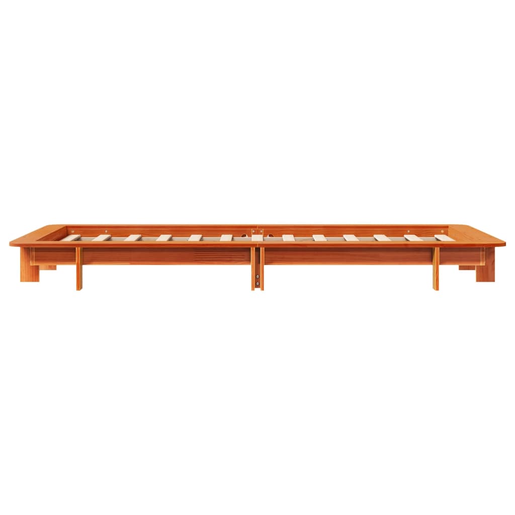 Vidaxl Bed Frame Without Mattress, Waxed Brown, 90X200 Cm, Solid Pine