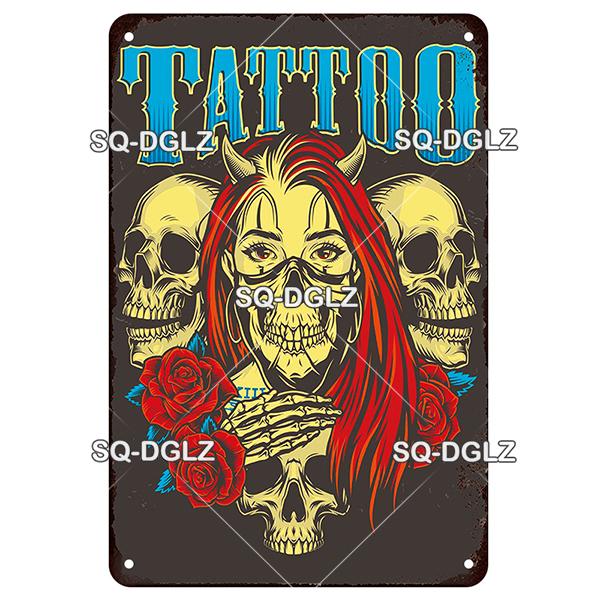 [SQ-DGLZ] Tattoo Styles Metal Sign Vintage Plaque Tin Sign Plate Wall Decor For Bar Club Man Cave Art Painting Travel Poster
