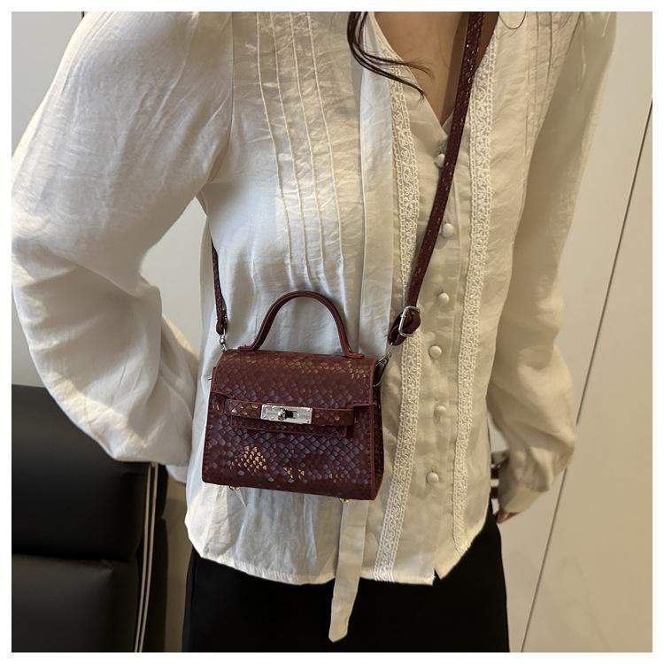 Texture Casual Retro Large Capacity Lock Buckle Handheld Crossbody Small Square Bag For Women