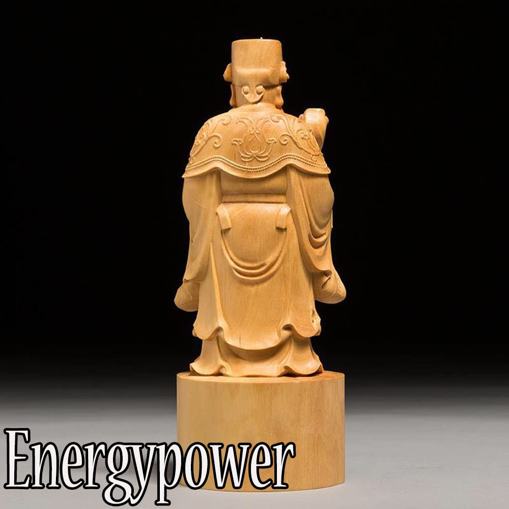 EnergyPower Wooden God of Wealth Feng Shui Good Business and Career Perfect for and Protects Against Evil and Increases Chinese Natural Boxwood