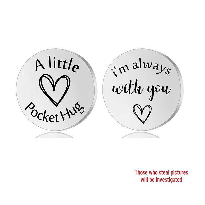 Lucky Charm Motivational Coin: Engravable Stainless Steel Couple & Family Gift Ornament.