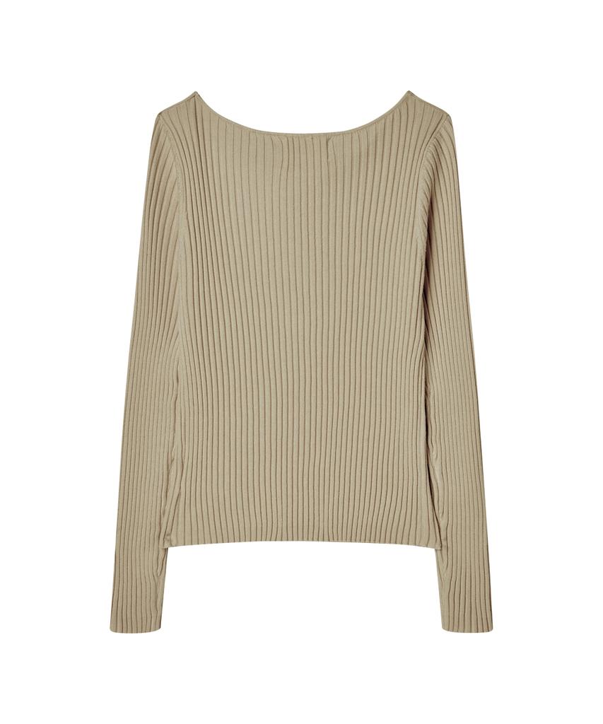 THE GREEN LAB Twist Slim Ribbed Knit [Beige]