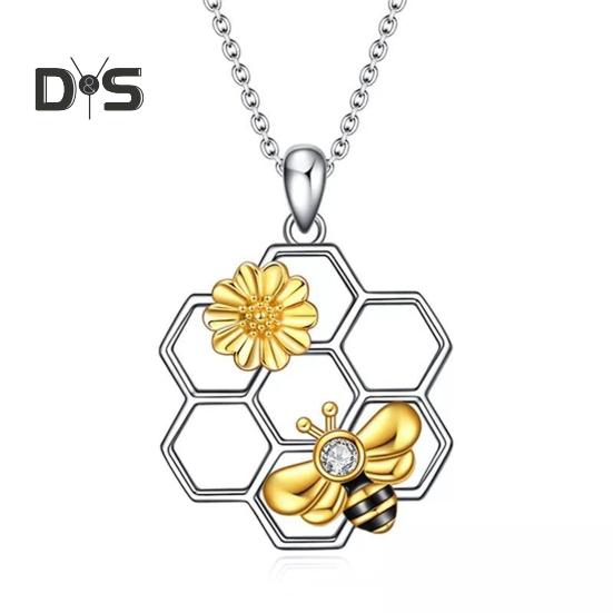 

Ожерелье в виде пчелы, украшение в виде цветов и сот, ожерелье со стразами, женский подарок, регулируемая цепочка, ожерелье с романтическим символом любви, ювелирные изделия A