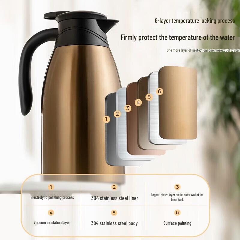 ASD 304 Stainless Steel Vacuum Insulated Thermos Pot 2L