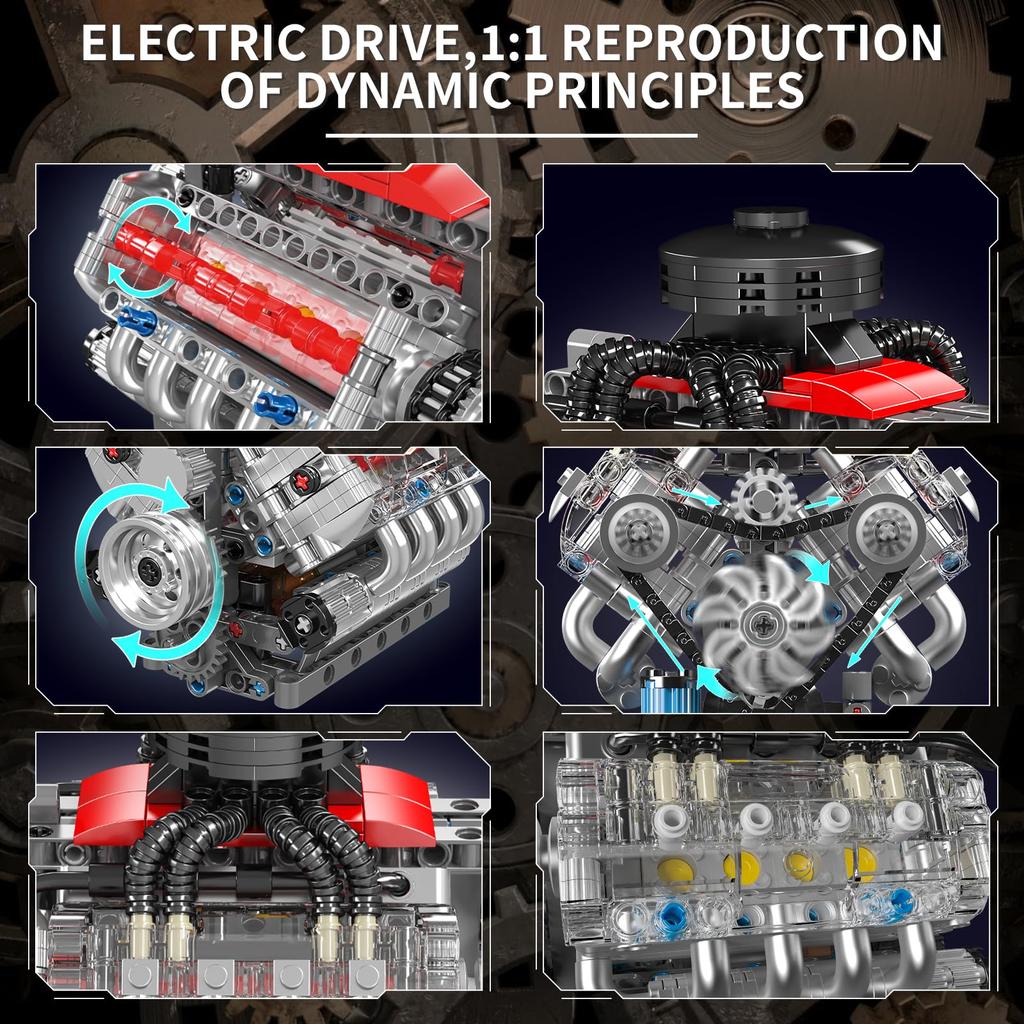 Mould King 10171 MOC Technic LSX454 (V8) 8-Cylinder Inline Gasoline Engine Building Kit with Motor and Box (Over 487 Results)