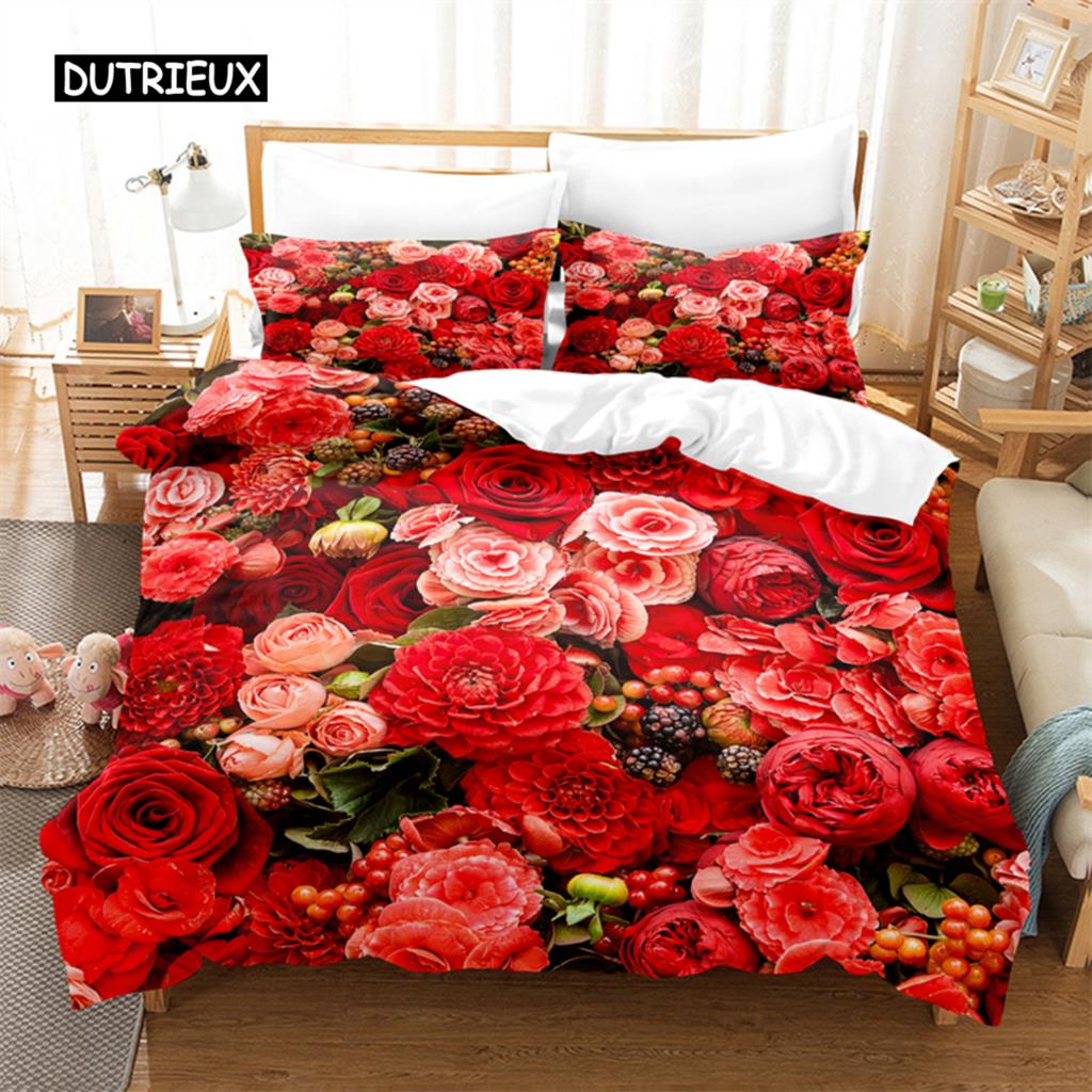 Pink Roses Bedding Set Duvet Cover Set 3d Bedding Digital Printing Bed Linen Queen Size Bedding Set Fashion Design
