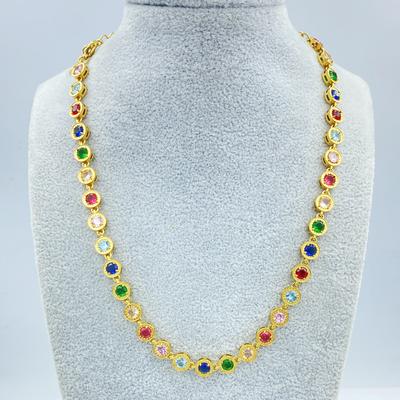 Fashion Color Zirconia Necklace Female Senior Sense of Temperament Exquisite Light Luxury Does Not Lose Color Titanium Steel Collarbone Chain