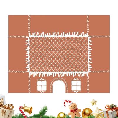 Weihnachts-Tischdecke Lebkuchenhaus Waschbar Wiederverwendbar Bauernhaus Tischläufer für Picknick Party Ernte Küche Abendessen