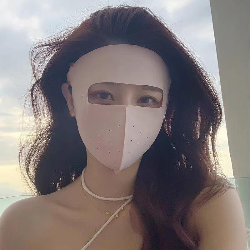 Damen 3D Nahtlose Sonnenschutzmaske - Eisseide, Atmungsaktiv, UV-Beständig, Augenschutz