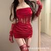 Red Christmas Lingerie Sexy Pure Sex Clothes Velvet Sleeping Clothes Uniform Suit
