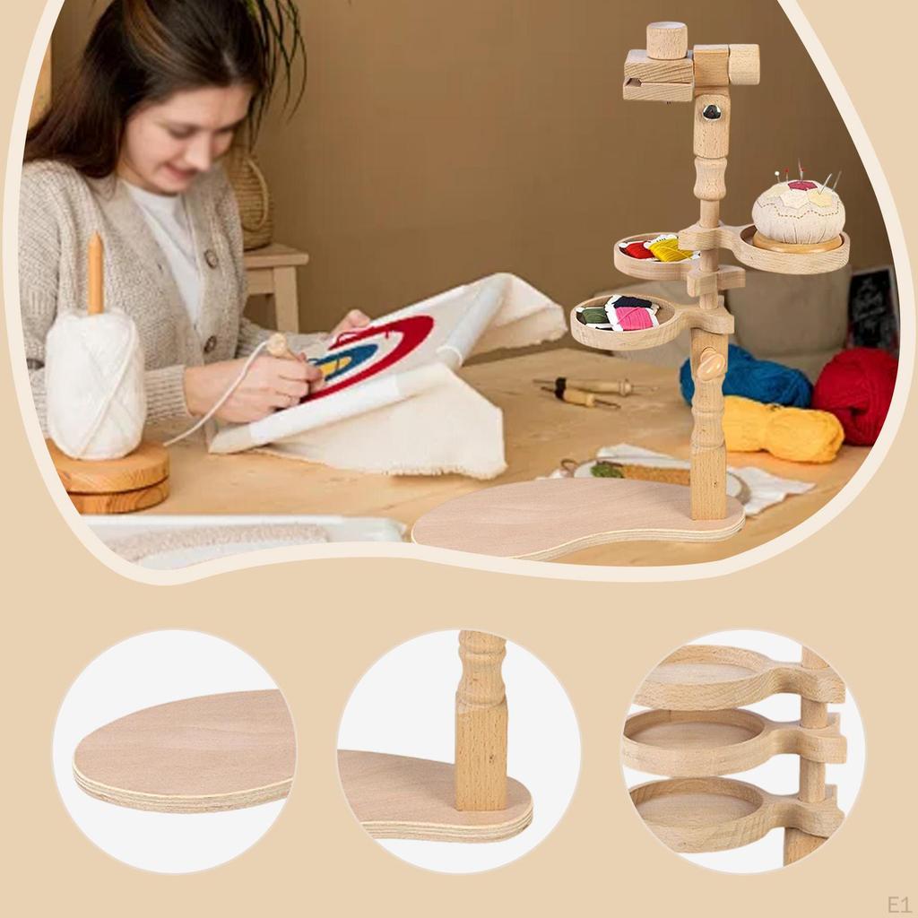 Wood Embroidery Hoop Holder Sewing Craft Project, Beginners Adjustable Height for Study Bed, Bedroom
