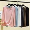 Women's Modal V-Neck Long-Sleeve Top, Lightweight Summer Layer, Plus Size, Solid Color, Loose Fit