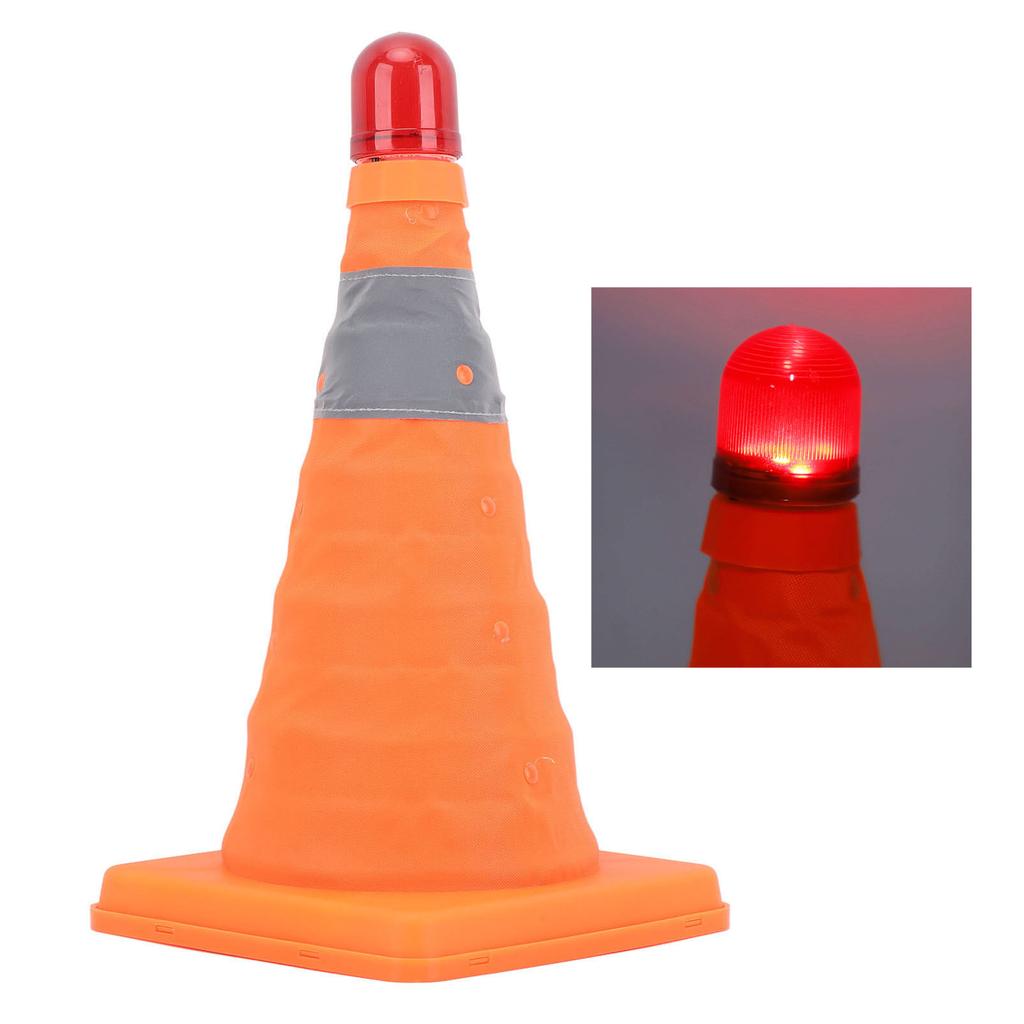 Dopravní kužel 30x19x19cm Skládací Přenosný Reflexní Parkovací kužel s LED Výstražným světlem
