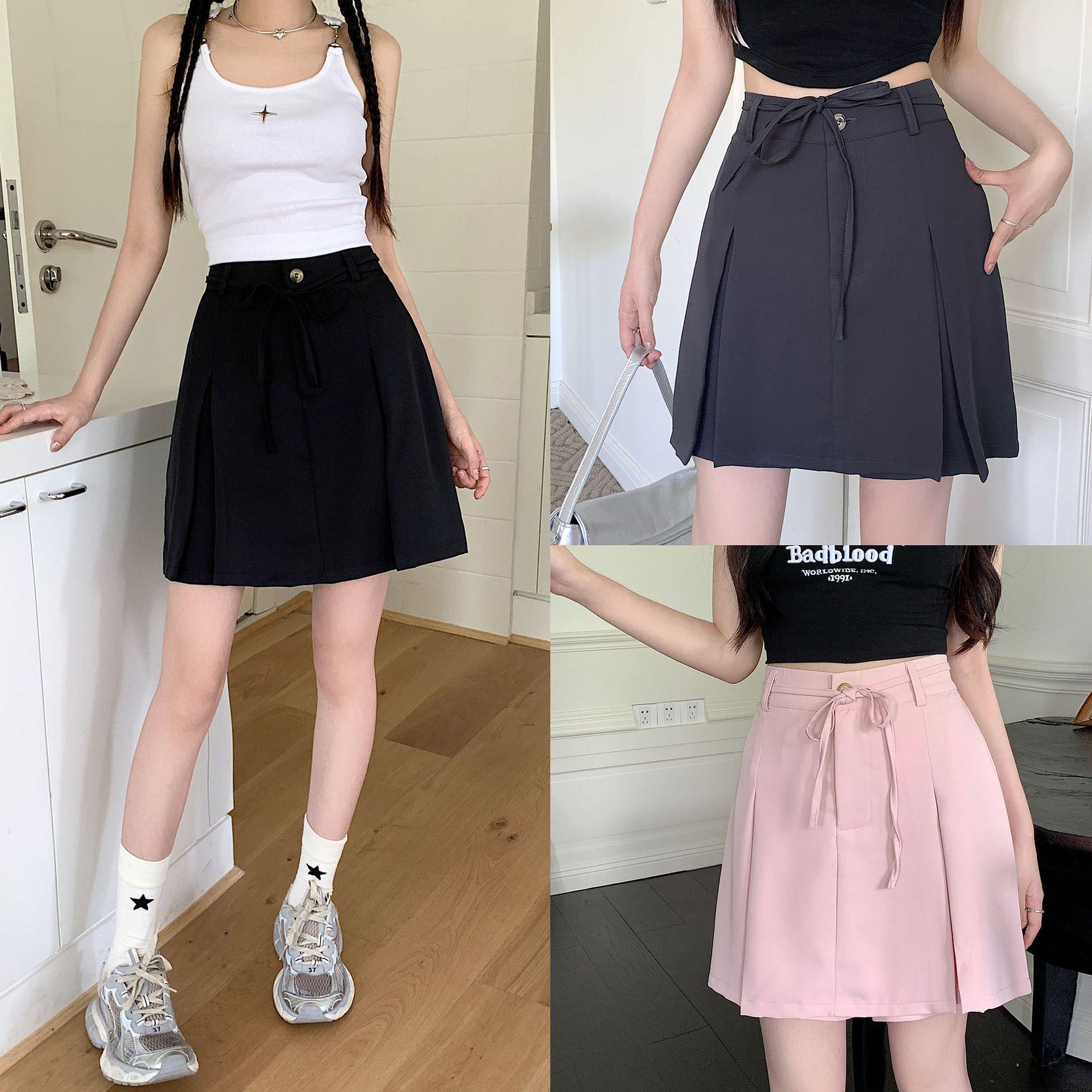 

Plus Size Women s 2025 Summer High Waist A-Line Mini Skirt Pants 4XL серый