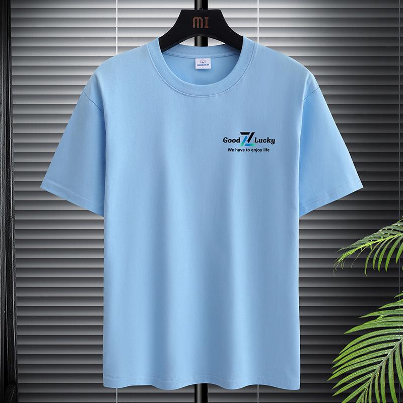 

Мужская летняя модная свободная футболка с коротким рукавом из плотного хлопка 2024 года 2XL (140-155 jins)