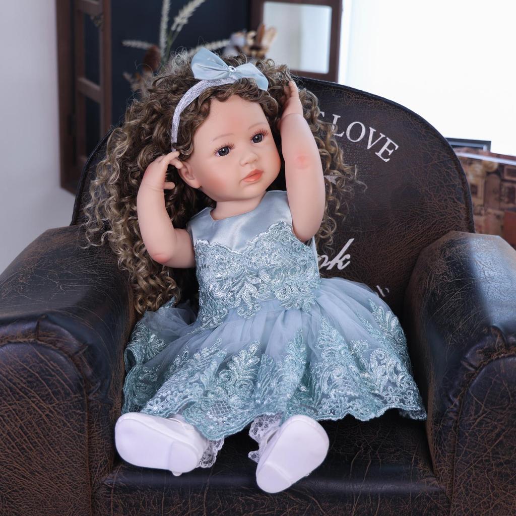 Lifelike 55 Cm Princess Reborn Baby Doll Bathe Silicone Vinyl Newborn Babies Doll Toy Suit Kids Early Educational Christmas Gifts