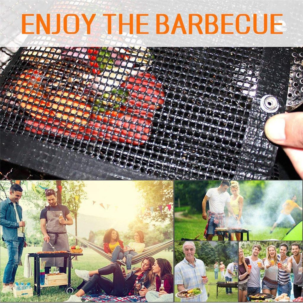 3Sizes Heat Resistant Mesh Non-Stick Grill Mat Outdoor BBQ Bag Baking Tool