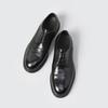 Mens Handmade Genuine Leather Oxford Shoe British Vintage Round Toe Thick Heel Casual Shoes Low Top Lace Up Men'S Business Shoes