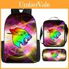 Mochila Escolar 3D Mr Beast Lightning Cat com Tecido Oxford Respirável para Crianças